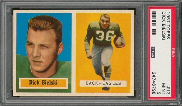 1957 Topps Football #13 Dick Bielski – PSA MINT 9